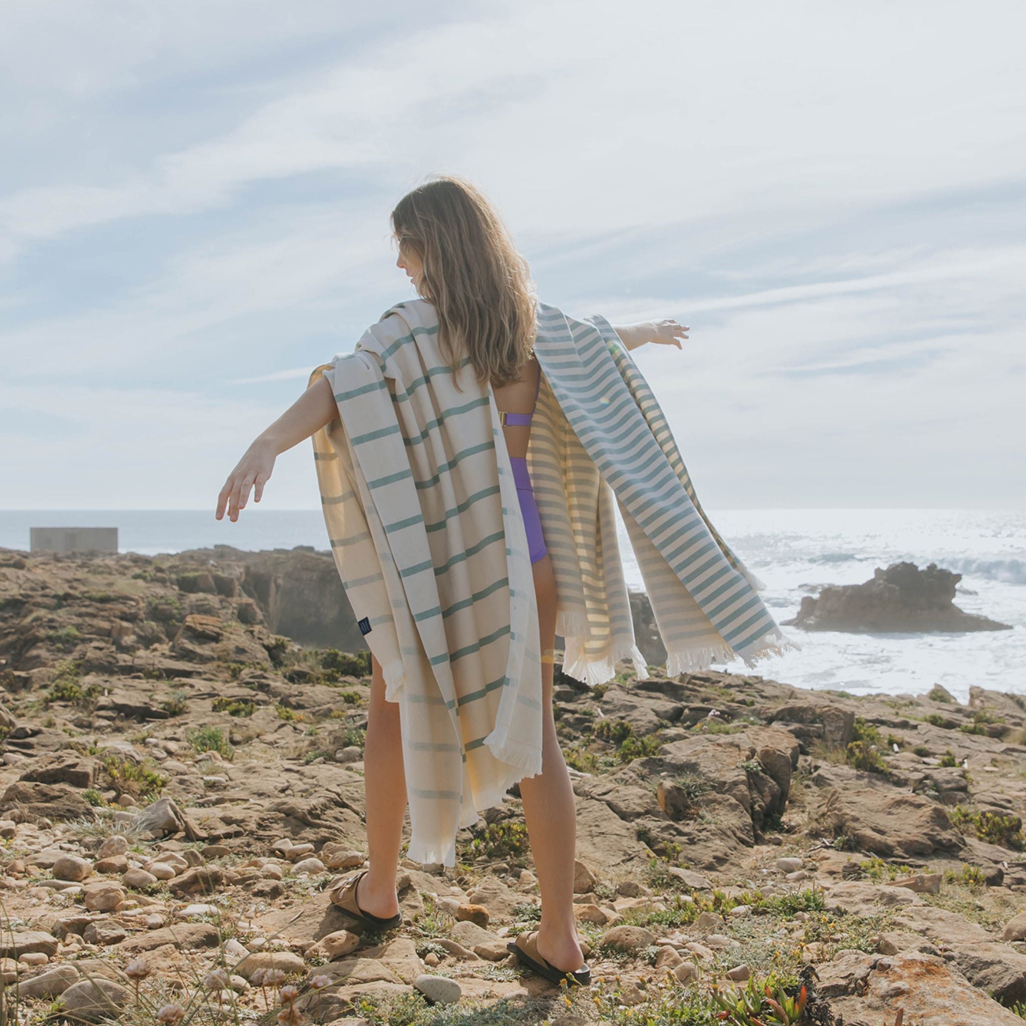 Strandtuch Barra grün/beige