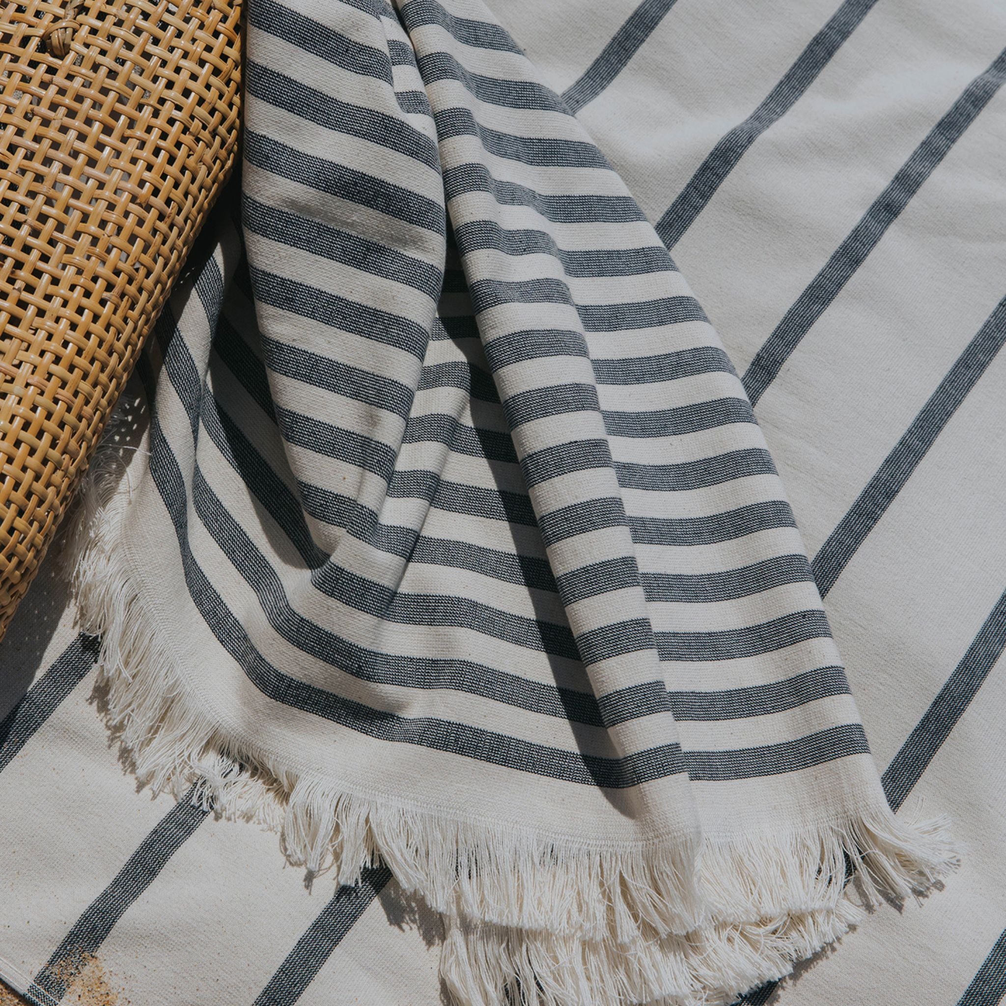 Strandtuch Barra blau/beige