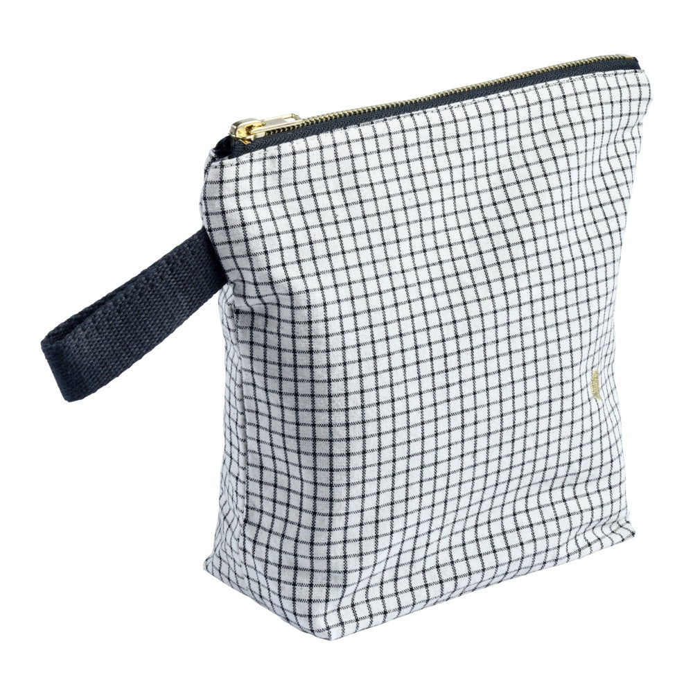Karierte Kosmetiktasche schwarz-weiss mit Reissverschluss und Henkel
