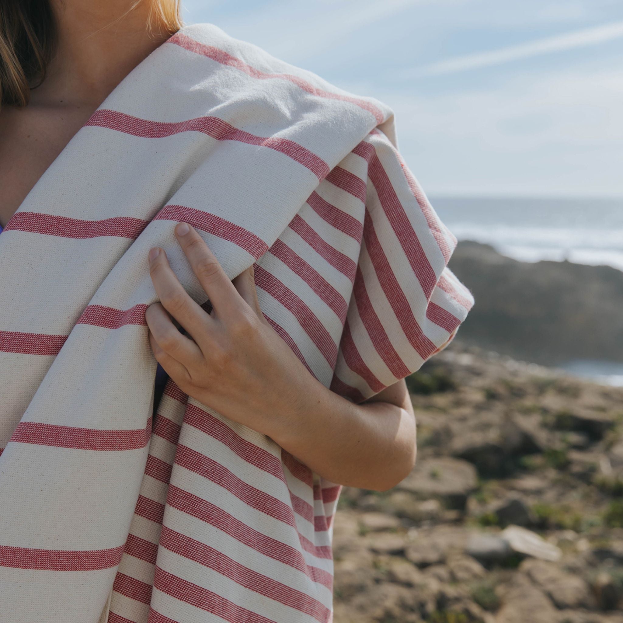 Strandtuch Barra rot/beige