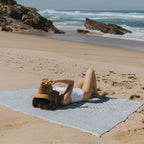 Strandtuch Barra blau/beige