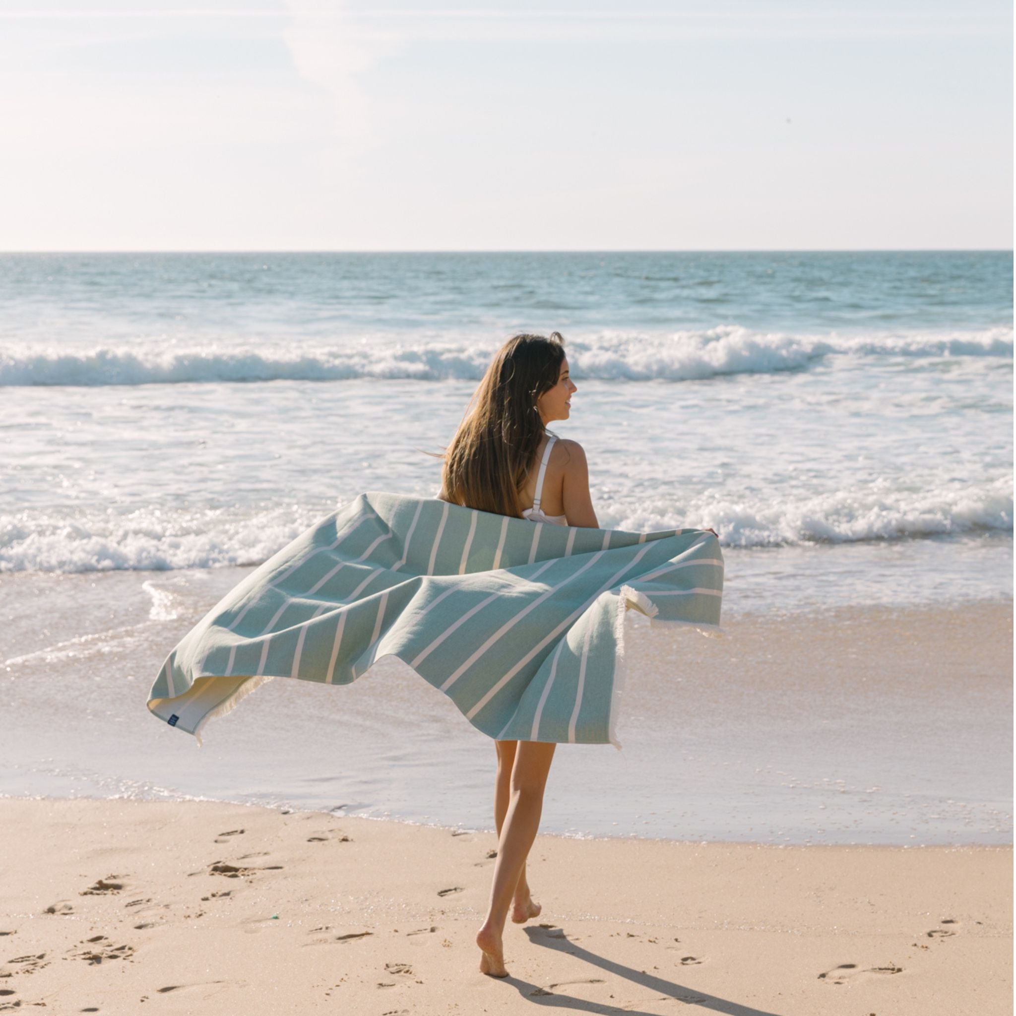 Strandtuch Belém – grün/beige