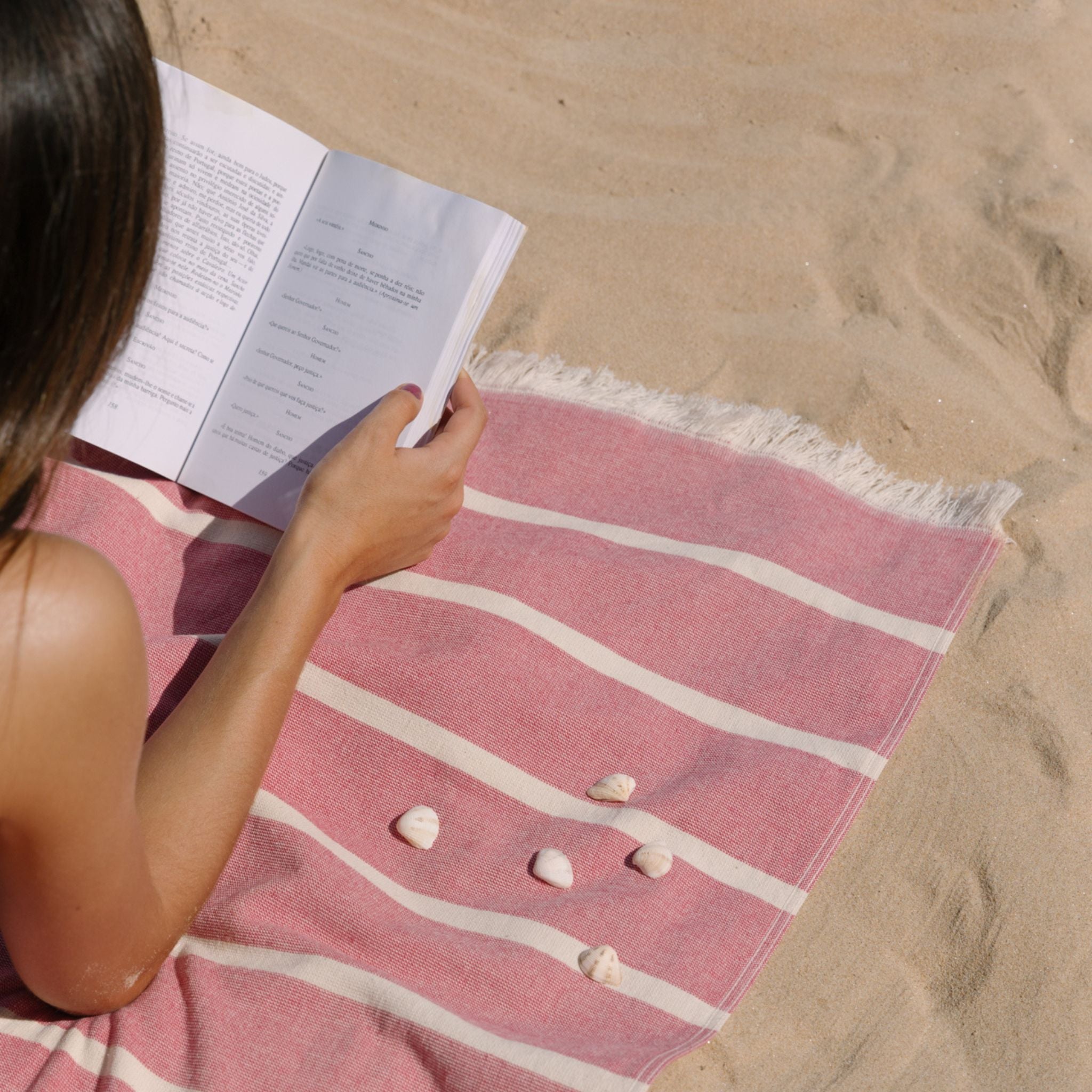 Strandtuch Belém – rot/beige