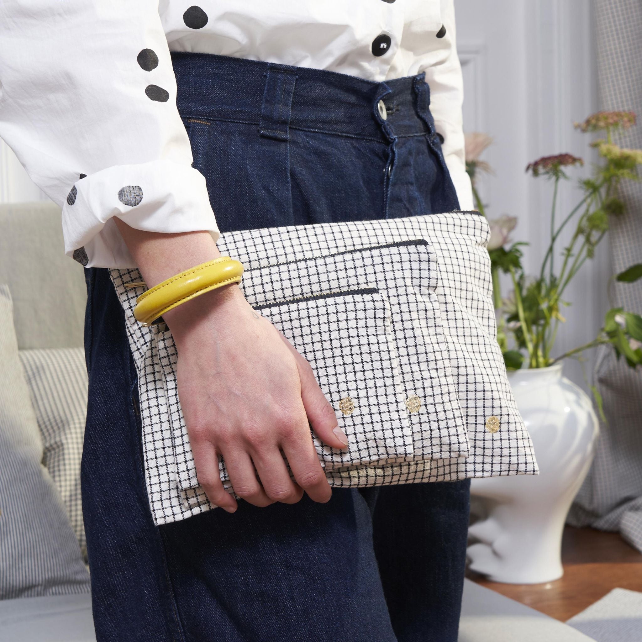 Kosmetikbeutel kariert - Grösse S