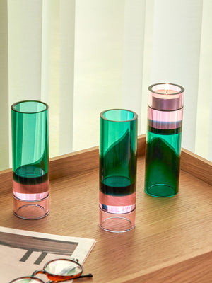 Astro Teelichthalter Grün/Rosa