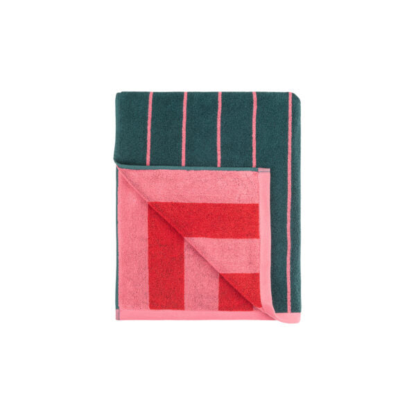 tores nova badetuch gruen rosa und rot rosa