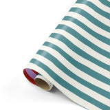 Geschenkpapier Rolle Streifen petrol/weiss