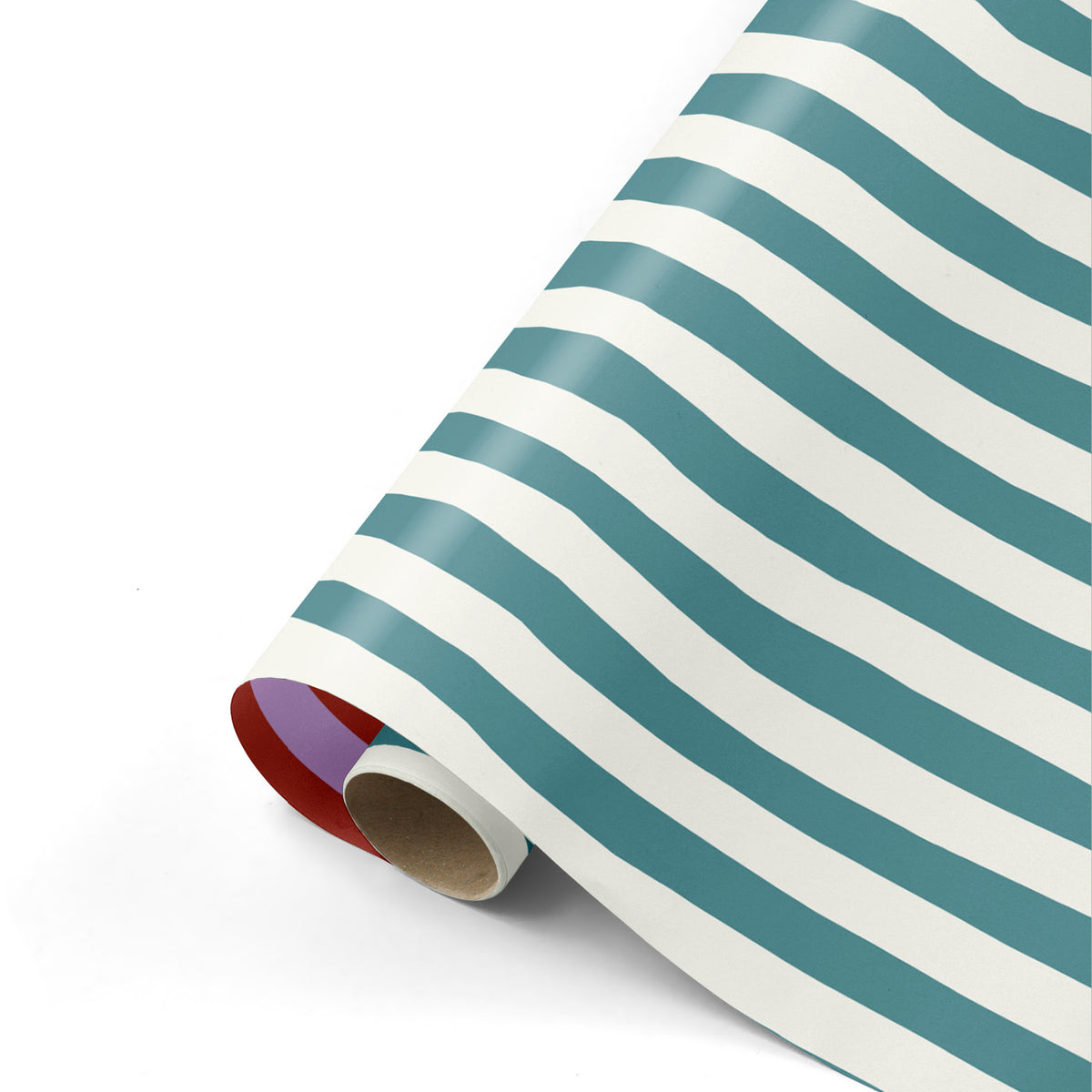 Geschenkpapier Rolle Streifen petrol/weiss