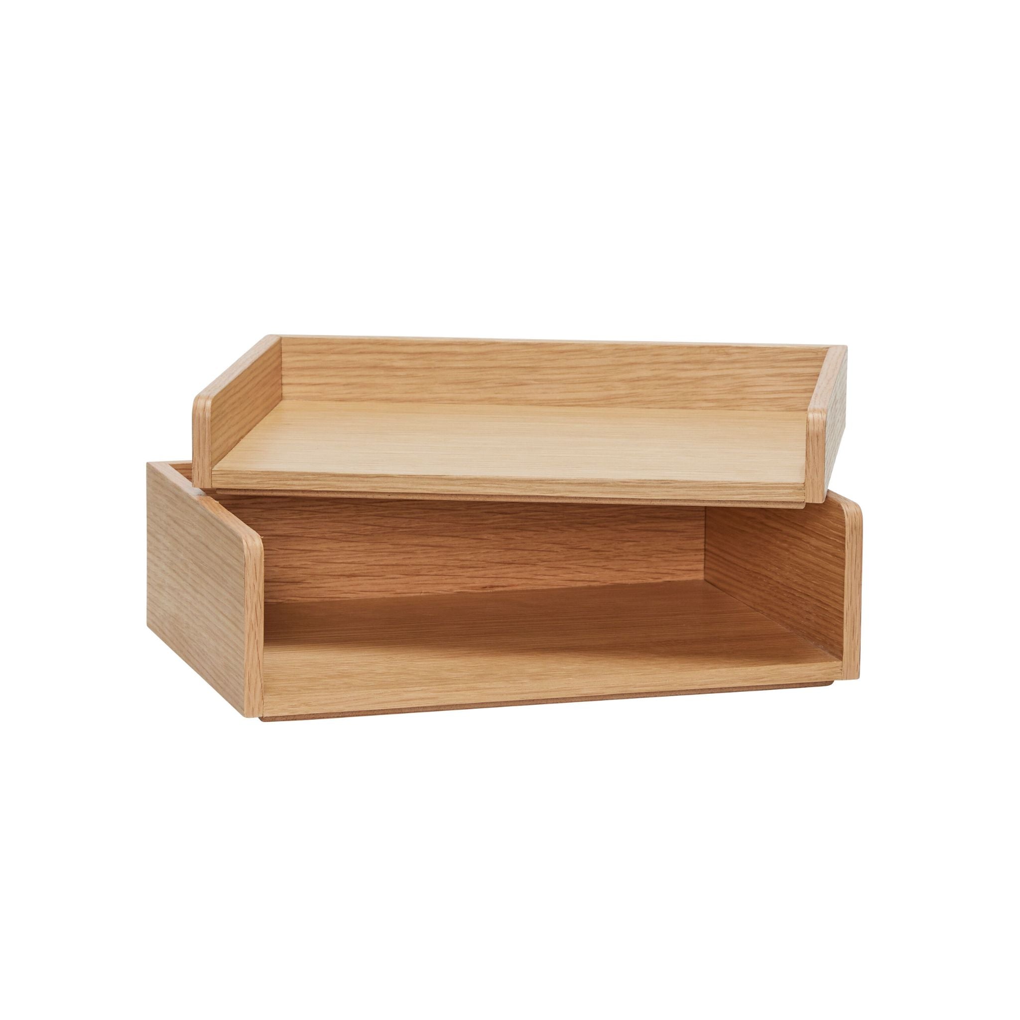Huebsch Dokumentenablage mit zwei Faechern aus Eichenholz.