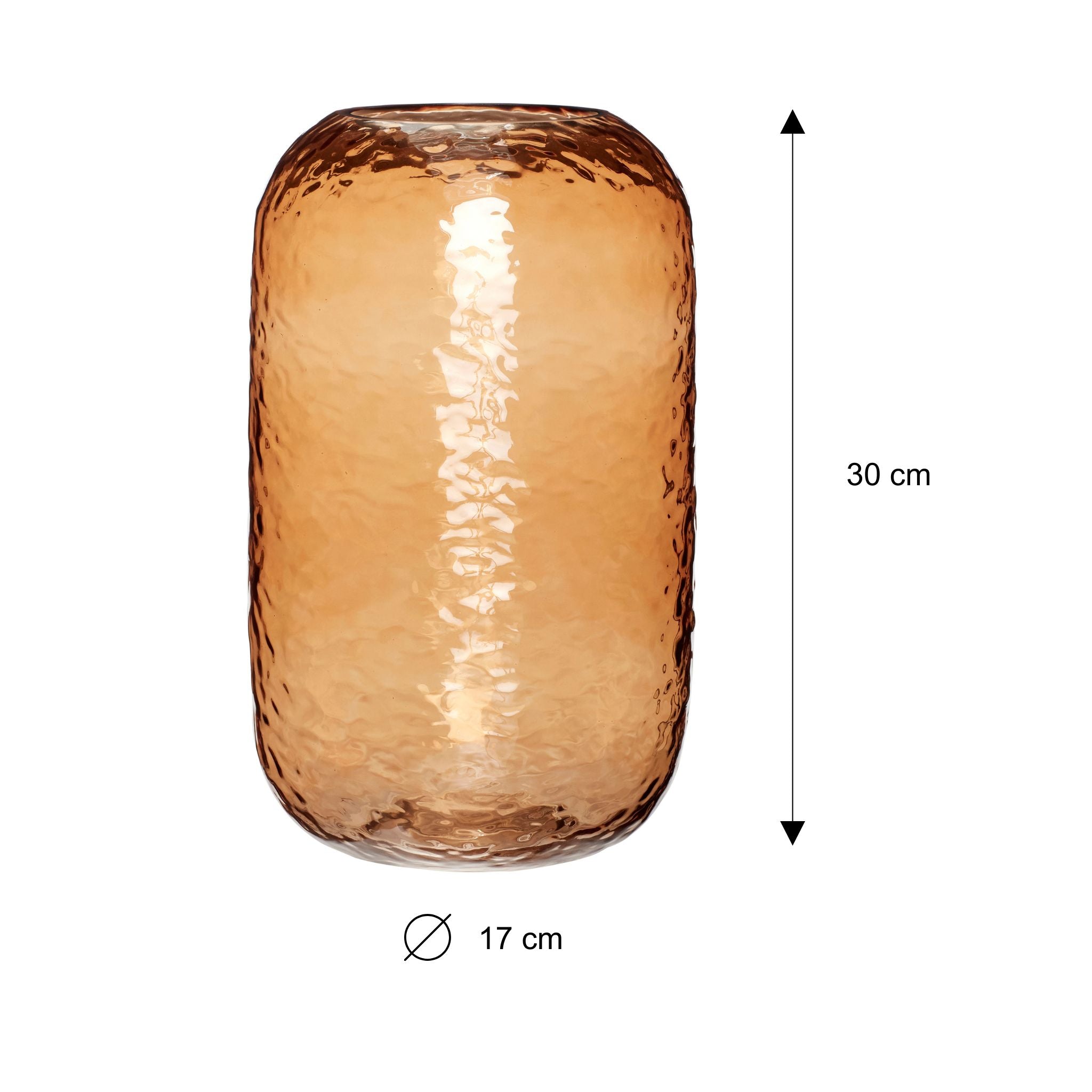 Glasvase Bernstein mit Struktur – hoch