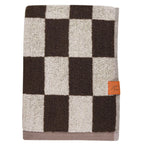 Kariertes Handtuch beige dunkelbraun.