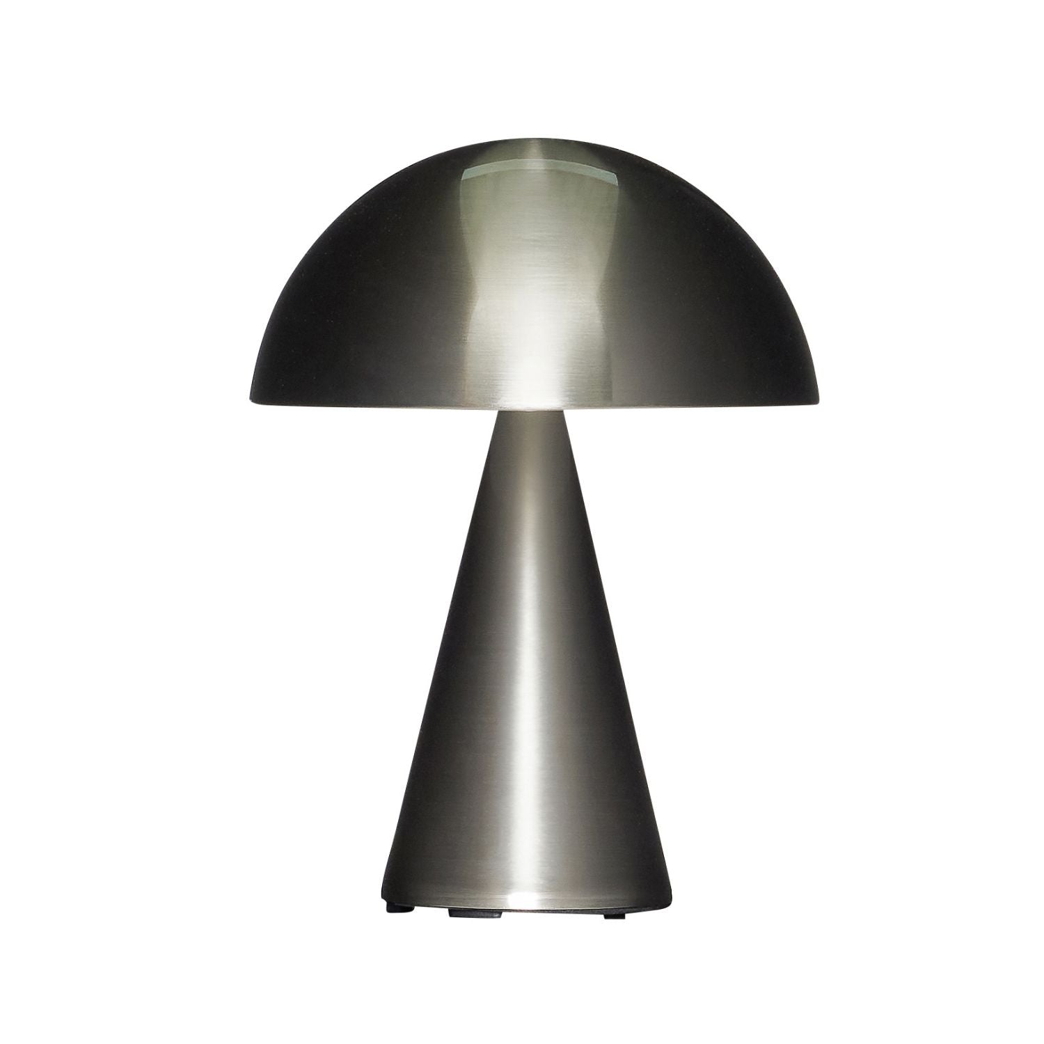 Tragbare Lampe in nickel vor weissem Hintergrund