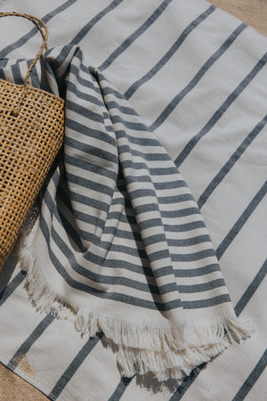 Strandtuch Barra blau/beige