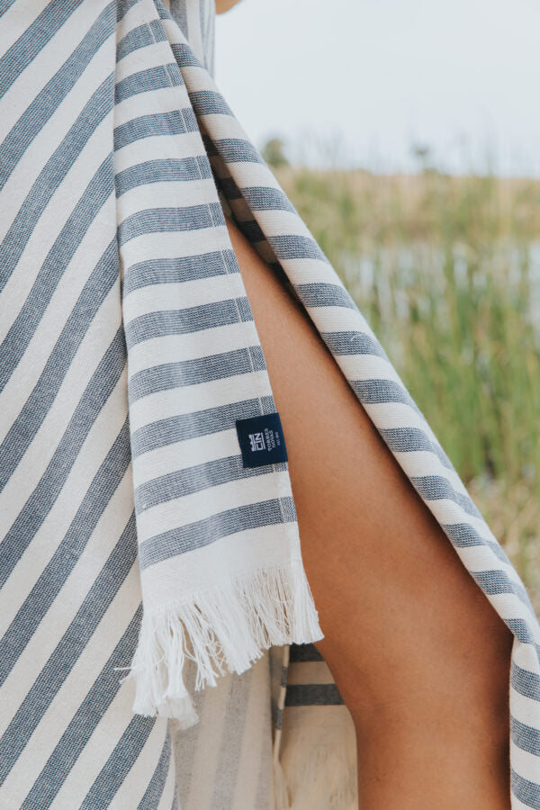 Strandtuch Barra blau/beige