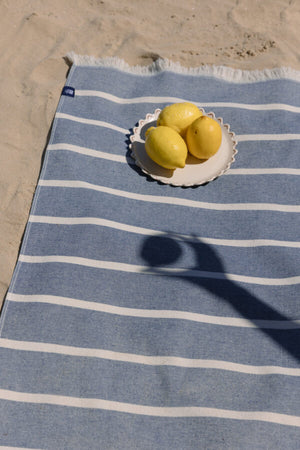 Strandtuch Belém blau/beige