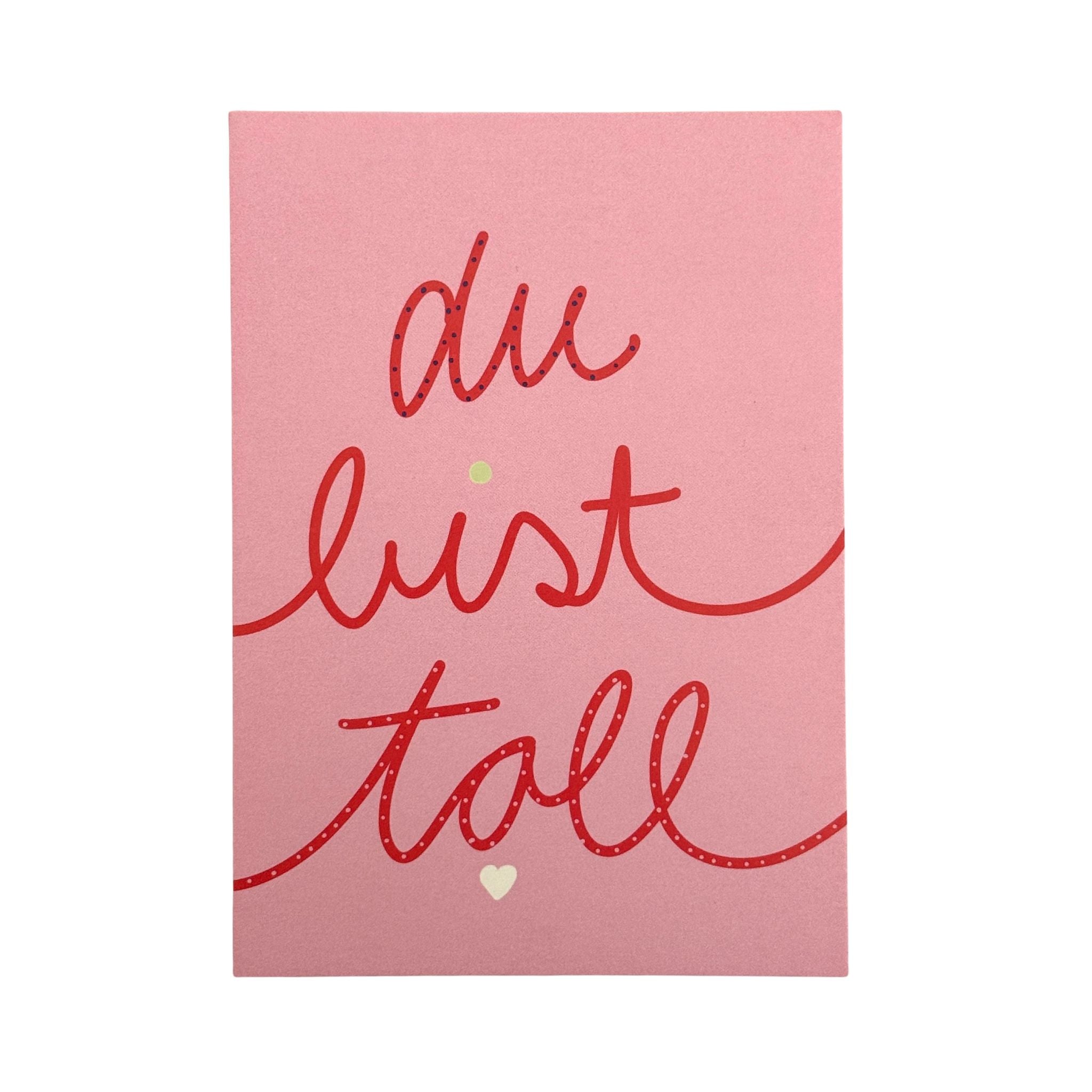 Rosa farbene Postkarte mit dem Schriftzug "du bist toll".