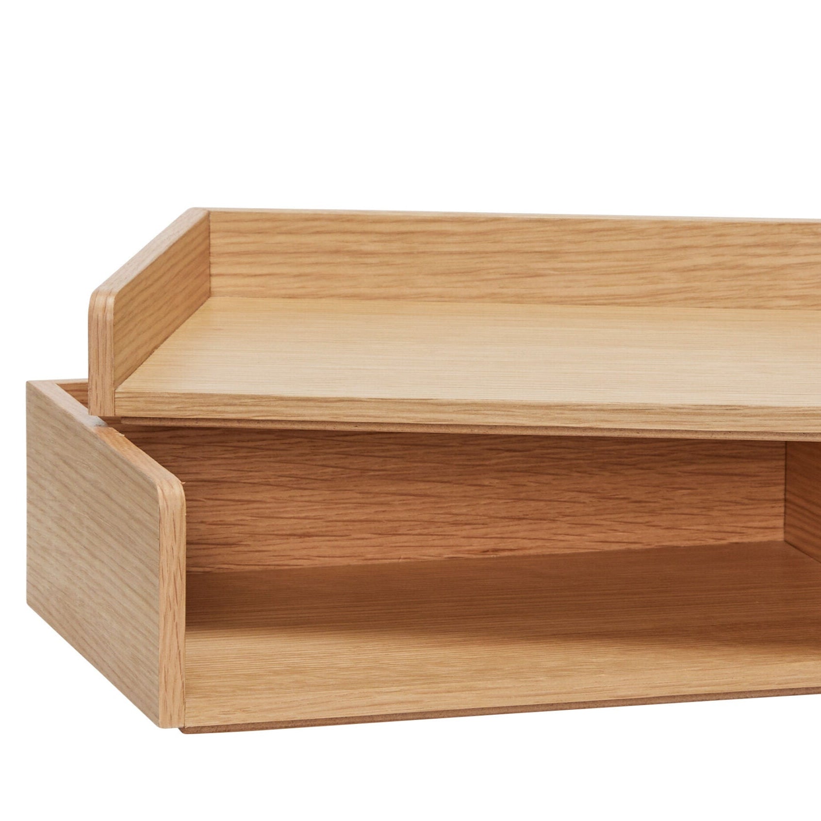 tablett aus eichenholz in naturfarbe mit zwei ebenen zur aufbewahrung