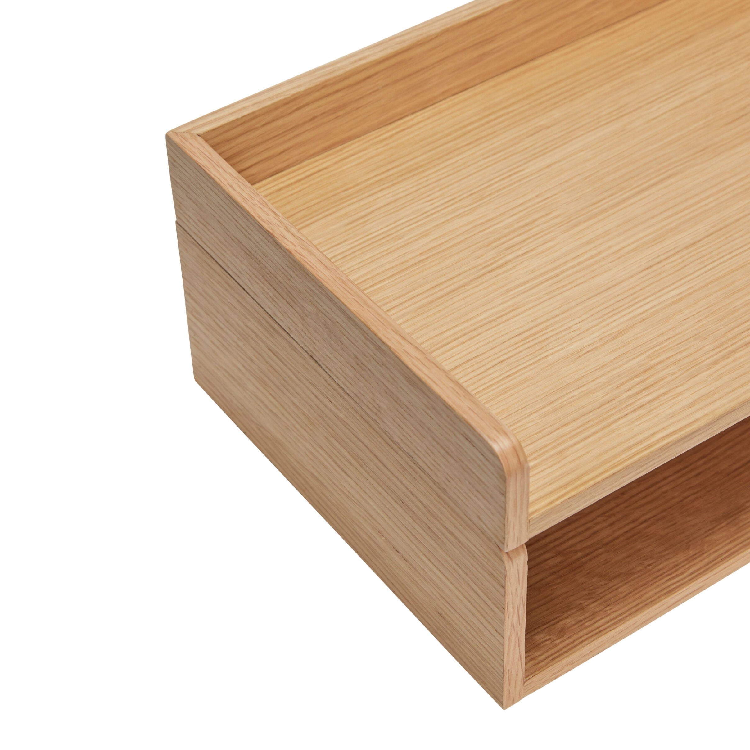 teilansicht dokumentenablage aus eichenholz in naturfarbe mit zwei ebenen 