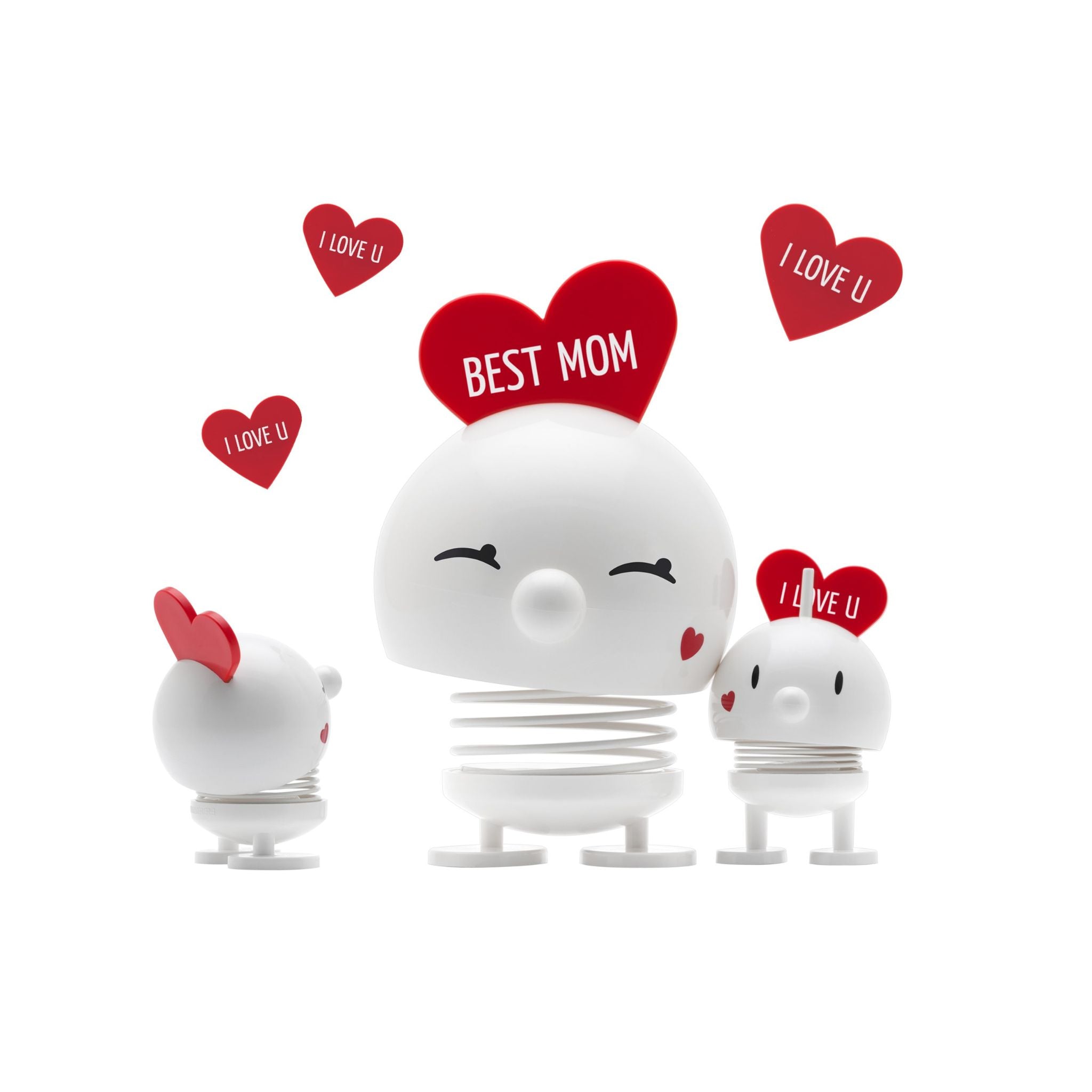 Drei weisse love-Hoptimisten. Zwei Kleine und eine in Grösse M.