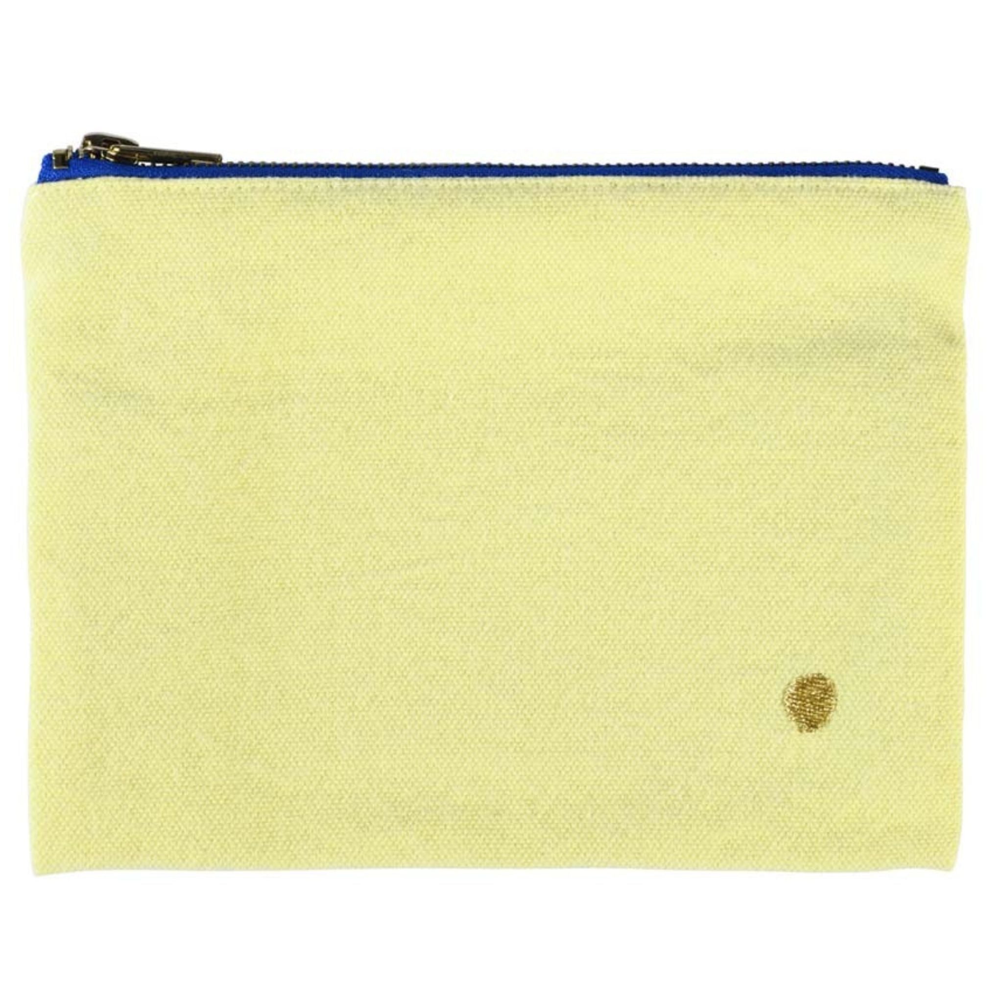gelber baumwollbeutel mit reissverschluss