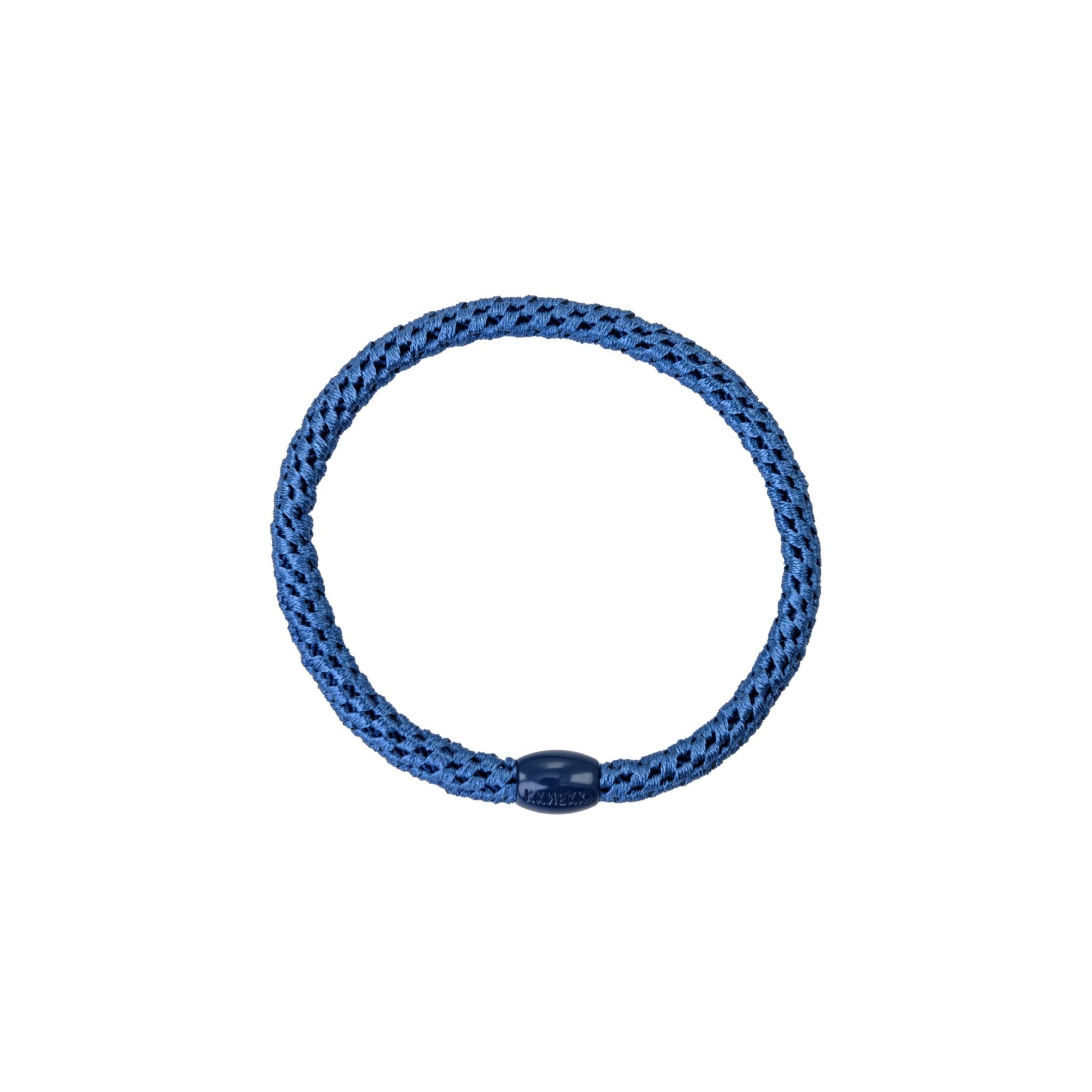 Indigoblauer Kknekki Slim Haargummi mit geflochtener Struktur.
