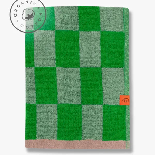 mette ditmer gästehandtuch retro muster grün aus 100% bio-baumwolle für bad und gäste-wc