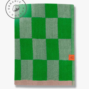 mette ditmer gästehandtuch retro muster grün aus 100% bio-baumwolle für bad und gäste-wc