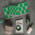 mette ditmer gästehandtuch retro muster grün aus 100% bio-baumwolle schön von oben